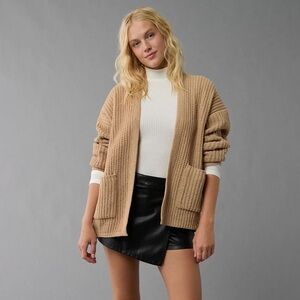 LAST CALL American Eagle Super Soft Chunky Knit Camel Cardigan Sweater Size M